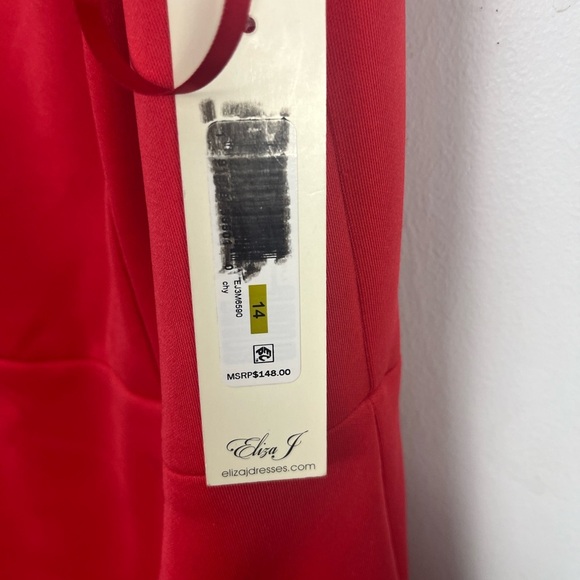 NWT Eliza J Stretch Zippered Slitted Bows At Shoulders Sleeveless midi dress 14 - Picture 2 of 4